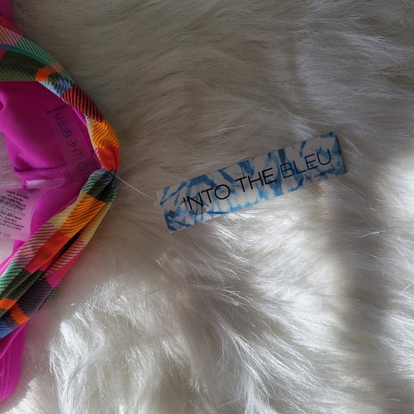 Into The Bleu by Amerex Hot Pink Madras Plaid Bikini Bottom 10 NWT - Picture 8 of 10